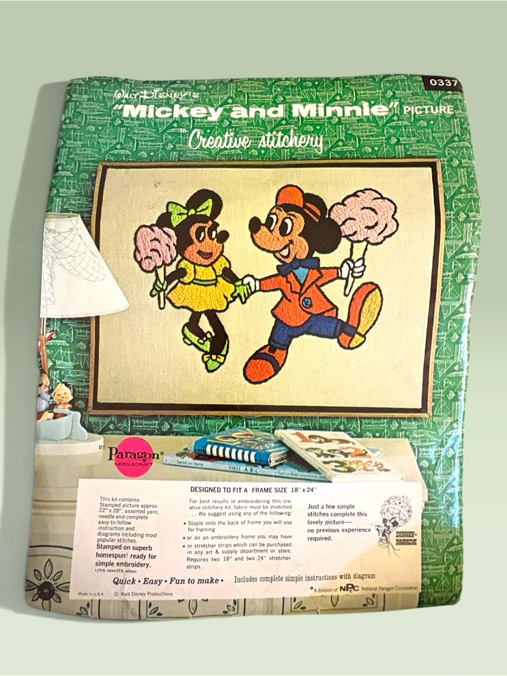 NEW Vintage 0337 PARAGON NEEDLECRAFT  Mickey and Minnie Stitchery Kit 18”x24”